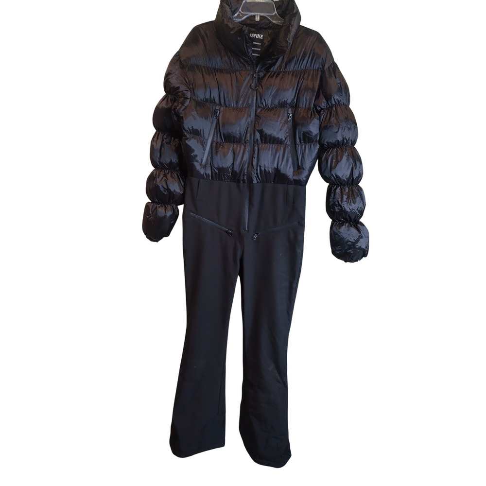 Yeefine Womens Black One Piece Ski Suit Waterproof Insulated Puffer Jumpsuit M
